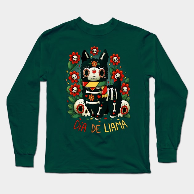 Dia de Llama Long Sleeve T-Shirt by Vallina84